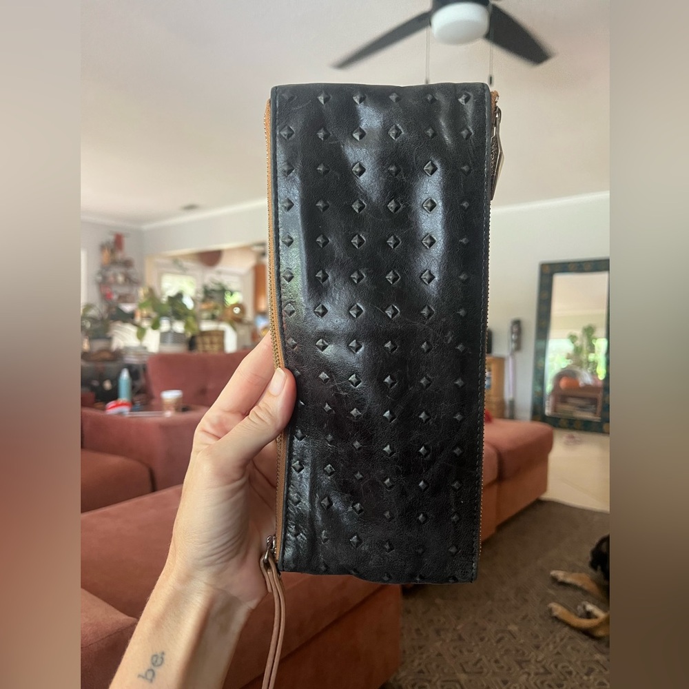 HOBO black leather textured Clutch\Wristlet